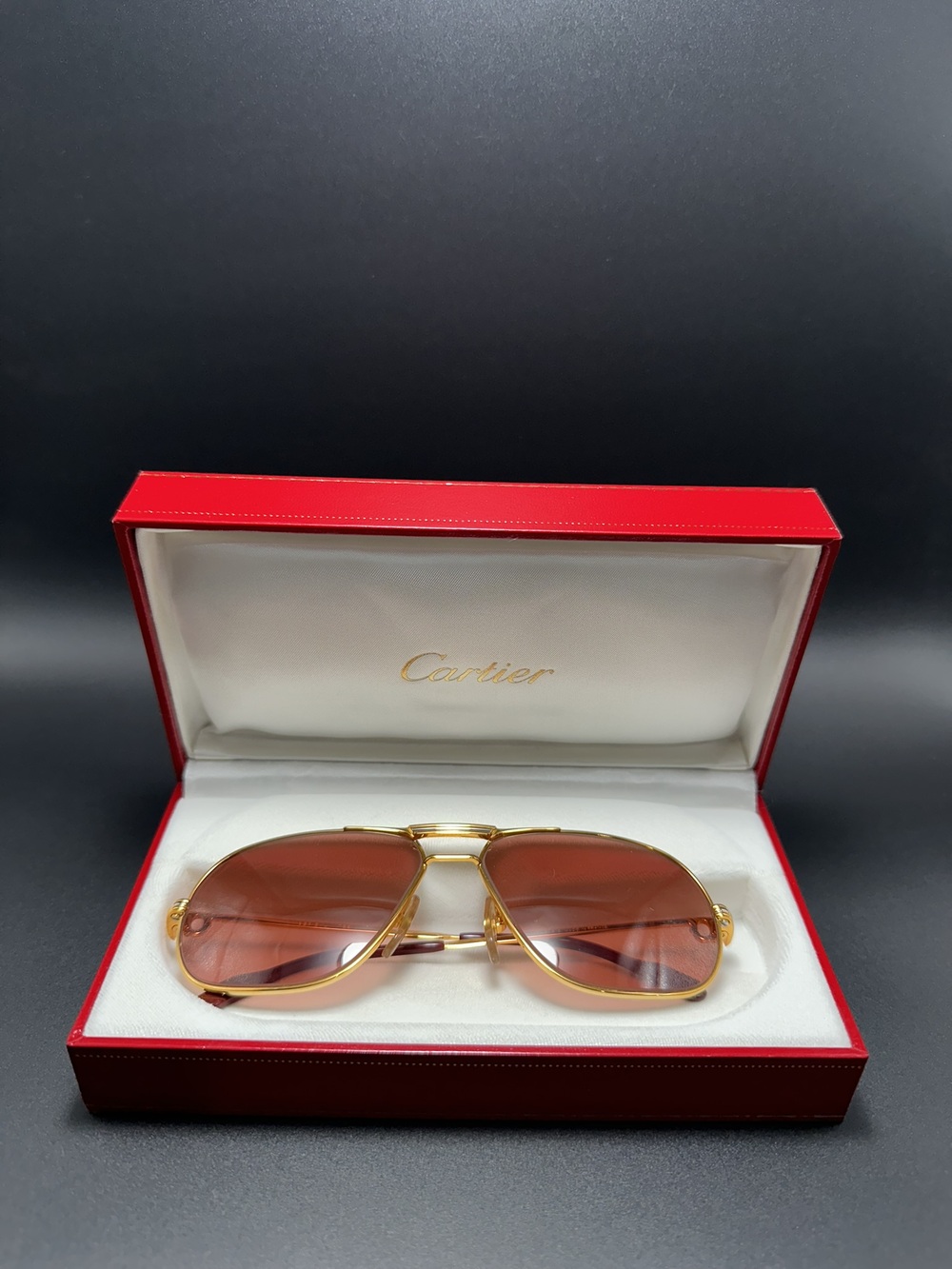 Cartier Trinity Limited Collection Tank Aviator Sunglasses 1980s 22K Tri-Color